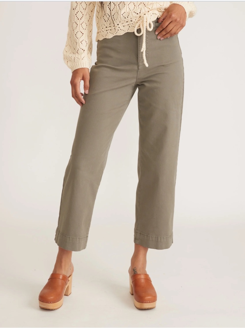 Marine Layer Bridget High Rise Wide Leg Cropped Pants Size 8 Boho Retro Chic 90s
